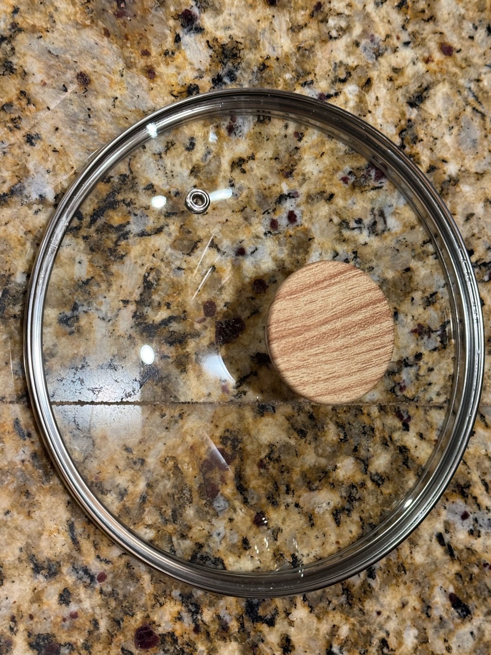 Vented Glass Cookware Lid 7.5” inner rim with plastic/ Wooden Knob - Clear